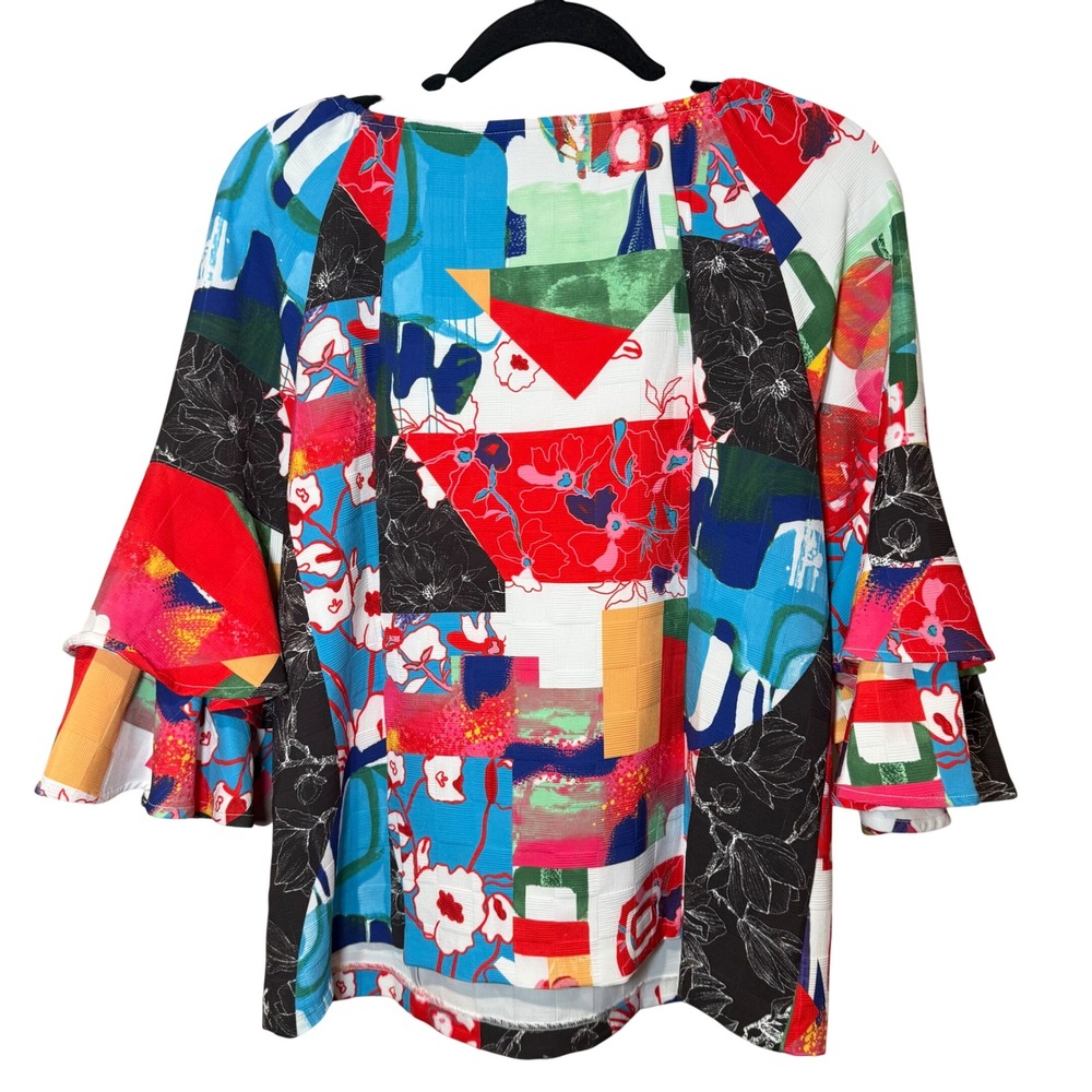 Ali Miles NWT Patchwork Pattern Bell Sleeve Blous… - image 3